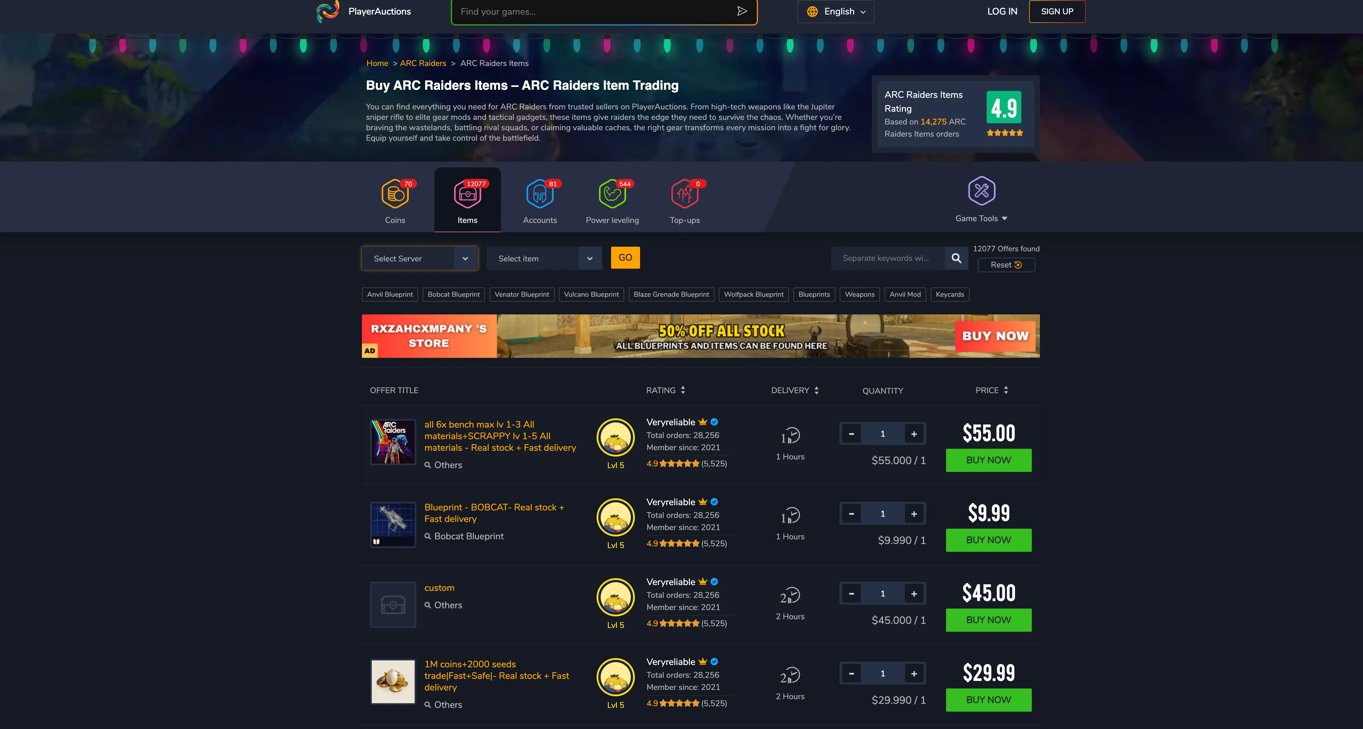 PlayerAuctions arc raiders